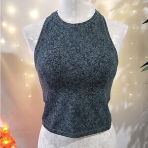 Athleta Shanti Printed Crop Tank Womens Size XS Bali Green Racerback Active Top